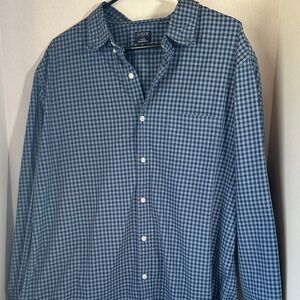 J crew factory blue checked flex washed button up shirt size extra large
